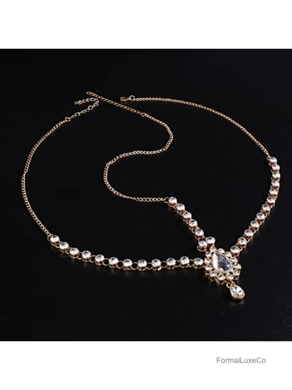 Boho Rhinestone Head Chain Crystal Bridal Hair Piece Wedding Hair Accessory